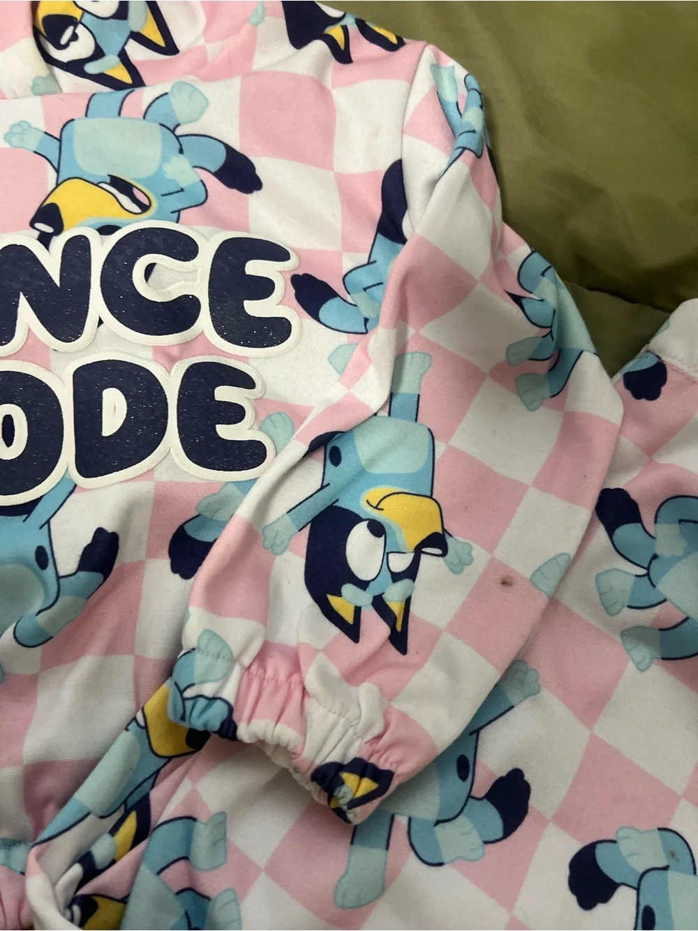 Bluey pink checkered wide leg sweatshirt hoodie matching set 4T
